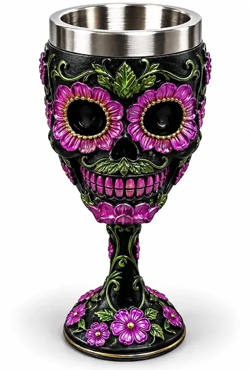 Day Of The Dead Şeker Kuru Kafa Tasarımlı 3D Çelik Kadeh Bardak Alk6513
