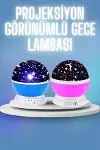 Renkli Yıldızlı Gökyüzü Projeksiyon Gece Lambası Pilli ve USB Kablolu-2