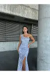 Kadın Yeni Sezon Tek Omuz Tek Kol Kadife Kumaş Balık Kesim Payet Elbise-4
