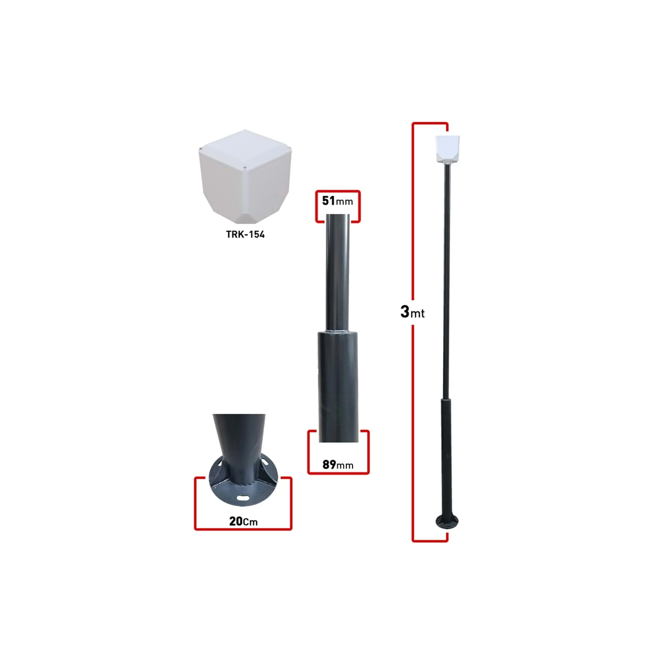 3 METRE 89x51x2MM (+ KÜP) KAMERA DİREK