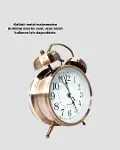 Nostaljik Büyük Boy Metal Masa Saati Bronz Kaplama ve Yüksek Sesli Alarm-4