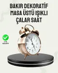 Nostaljik Büyük Boy Metal Masa Saati Bronz Kaplama ve Yüksek Sesli Alarm-1