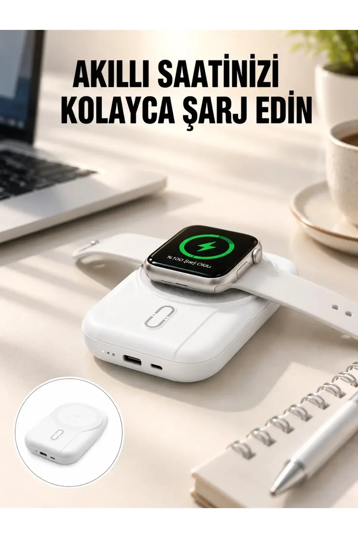 Kablosuz ve Kablolu Şarj Destekli 10000 mAh Taşınabilir Powerbank Yeni Nesil