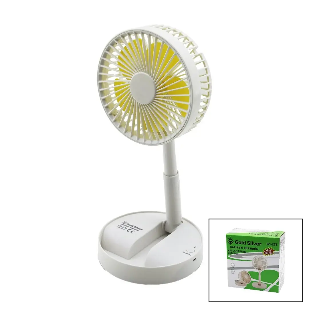 Masa Üstü Vantilatör Usb Şarjıl Katlanır FAN=13.6CM - Uzayan AYAK=11-16CM 180 Derece Telefonluklu GS