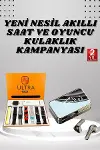Aynalı Bluetooth Kulaklık ve 7 Kordonlu Akıllı Saat Dijital Göstergeli Uzun Pil Ömrü-1