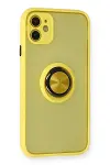 Apple iPhone 11 Kılıf Montreal Yüzüklü Silikon Kapak - Sarı-2