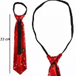 Kırmızı Pul Payetli Işıltılı Parti Kravatı 33 Cm-2