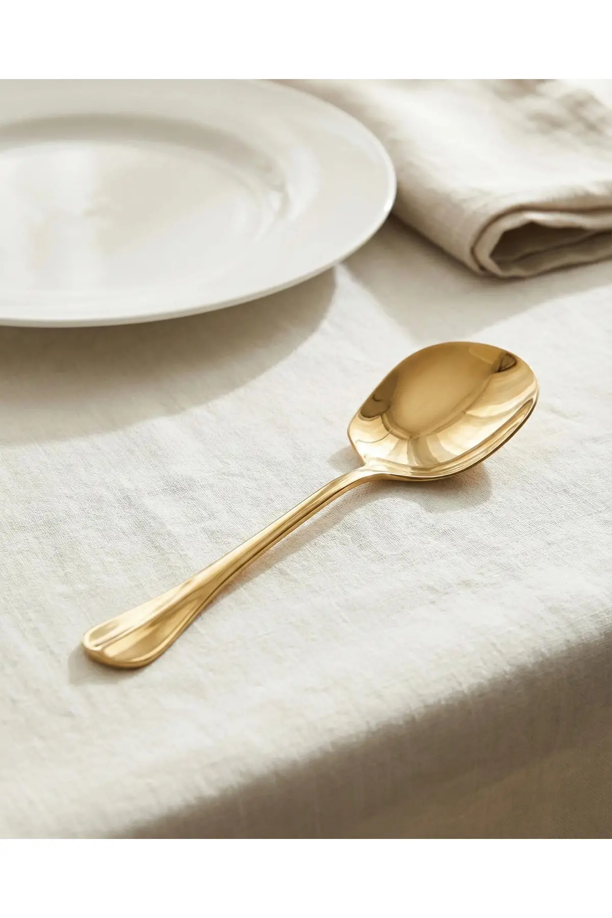 Gold Orta Boy Paslanmaz Çelik Servis Kaşığı & Profesyonel Sunum Gereci 21 cm