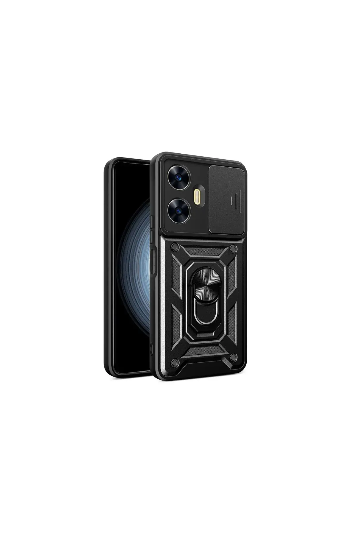 Realme C55 Kılıf Pars Lens Yüzüklü Silikon - Siyah