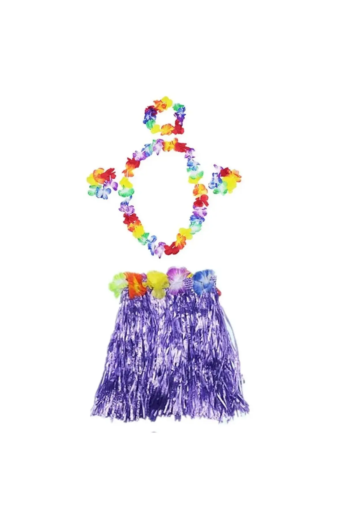 Luau Aloha Hawaii Kolye Etek Taç Ve Bileklik Seti Mor