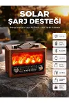 Taşınabilir Şömine Görünümlü Bluetooth Hoparlör – Solar Şarjlı, Alev Işıklı, 7W Ses-1