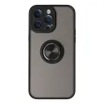 Apple İphone 14 Pro Max Kılıf Montreal Yüzüklü Silikon Kapak - Siyah-1