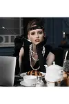 192039ler Gatsby Aksesuar Seti – Siyah Charleston Saç Bandı, Uzun Eldiven Lık-3