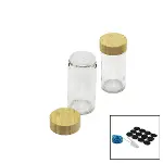 12 Pcs Takım Yuvarlak Cam Baharatlık - Tuzluk Bambu Kapaklı-1