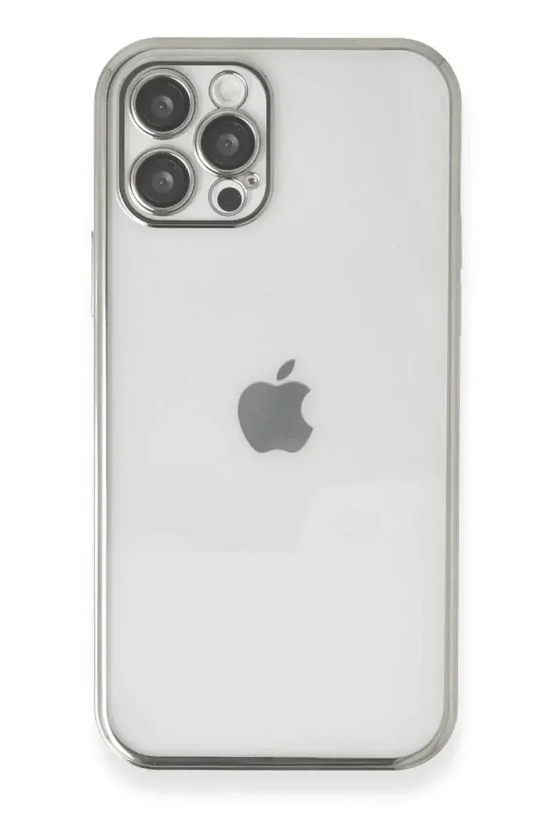 Apple iPhone 12 Pro Kılıf Razer Lensli Silikon - Gümüş