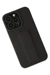 Apple iPhone 13 Pro Kılıf Mega Standlı Silikon - Siyah-2