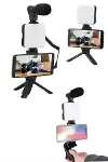 Akıllı Telefon Vlog Kiti Tripod Mini krofonlu Telefon Tutucu-4