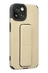 Apple iPhone 14 Plus Kılıf Mega Standlı Silikon - Gold-2