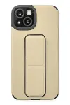 Apple iPhone 14 Plus Kılıf Mega Standlı Silikon - Gold-1