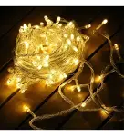 Yılbaşı Aydınlatması 100 Led Perde Hortum Sıcak Beyaz Işık - 10 Metre Dekoratif Şeffaf Kablolu Süs-1