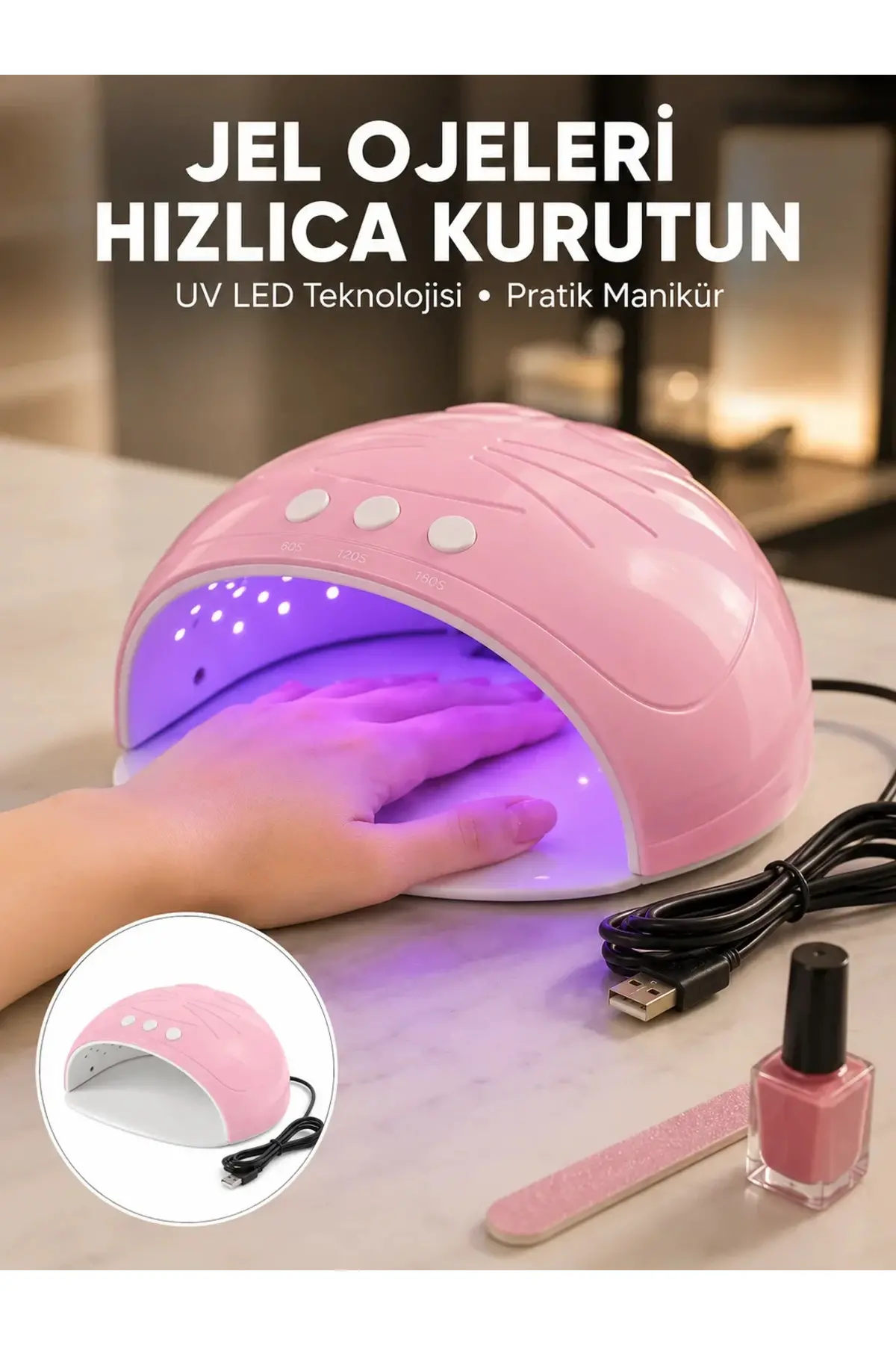 Ultraviyole LED Oje Kurutma Makinesi USB Kablolu Yeni Nesil