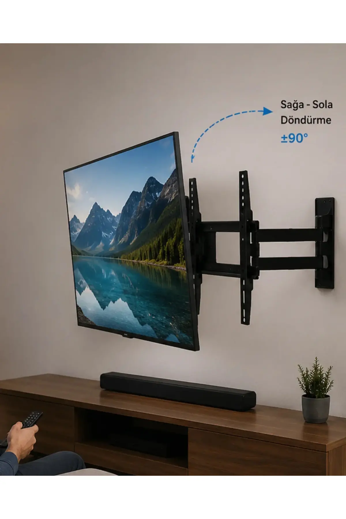 LCD LED TV Duvar Aparatı Çift Kollu Hareketli Askı Siste