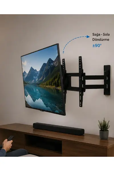 LCD LED TV Duvar Aparatı Çift Kollu Hareketli Askı Siste