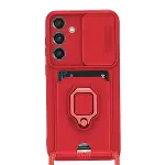 Samsung Galaxy S25 Plus Kılıf Zuma Kartvizitli Yüzüklü Silikon - Kırmızı-1