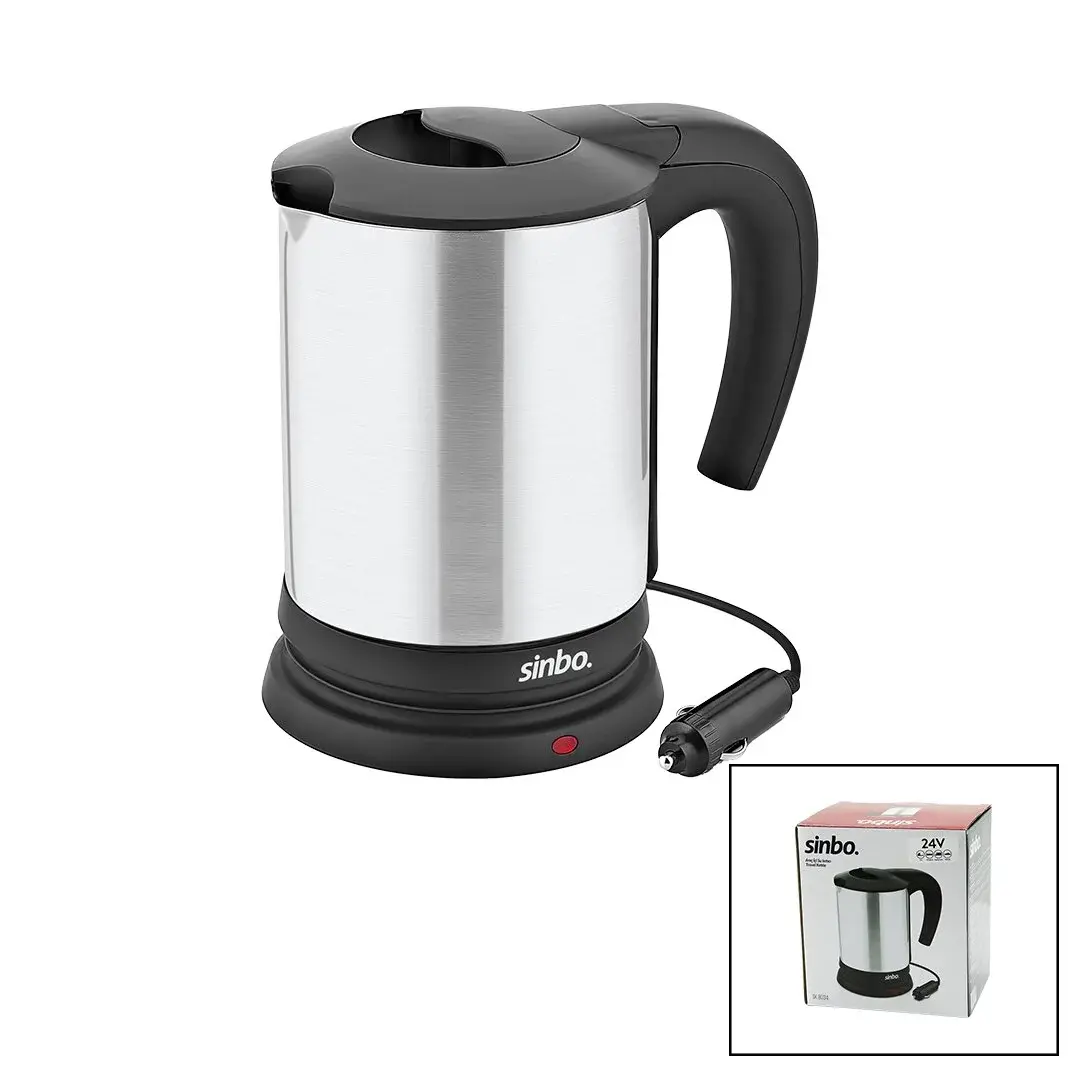 Sinbo SK-8034 24V Araç İçi Kettle Paslanmaz Çelik Su Isıtıcısı 0.8LT 200W Çakmaklık Fişli Plastik Ka