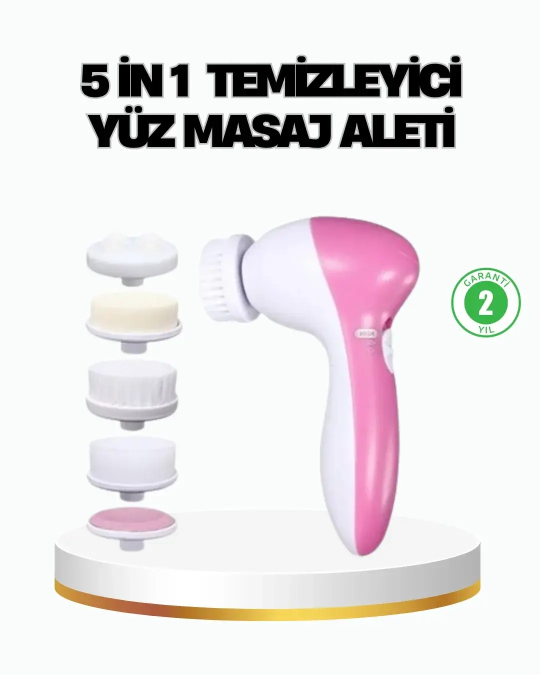 5’i 1 Arada Yüz Tezleme Cihazı – Masaj, Fırça, Peeling ve Krem Uygulama Aparatlı