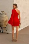 Kadın Modern Tek Omuz Mini Abiye Elbise-3