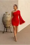 Kadın Modern Tek Omuz Mini Abiye Elbise-1