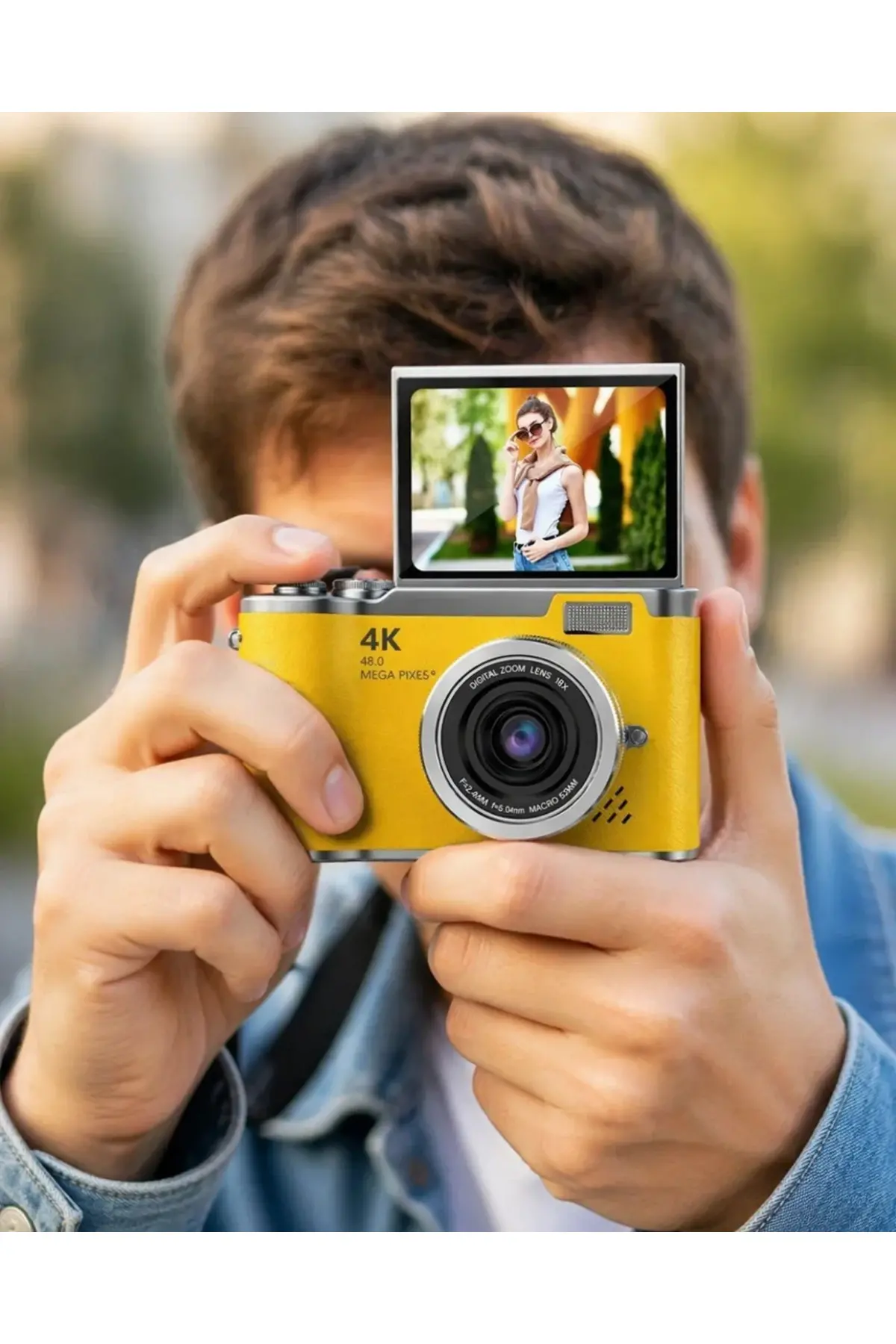48 MP 4K Dijital Kamera Flip Ekranlı Vlog Selfie Çekim Profesyonel Fotoğraf Makinesi