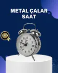 Alarmlı Dekoratif Yuvarlak Masa Saati Gümüş Renk Sessiz ve Işıklı-1