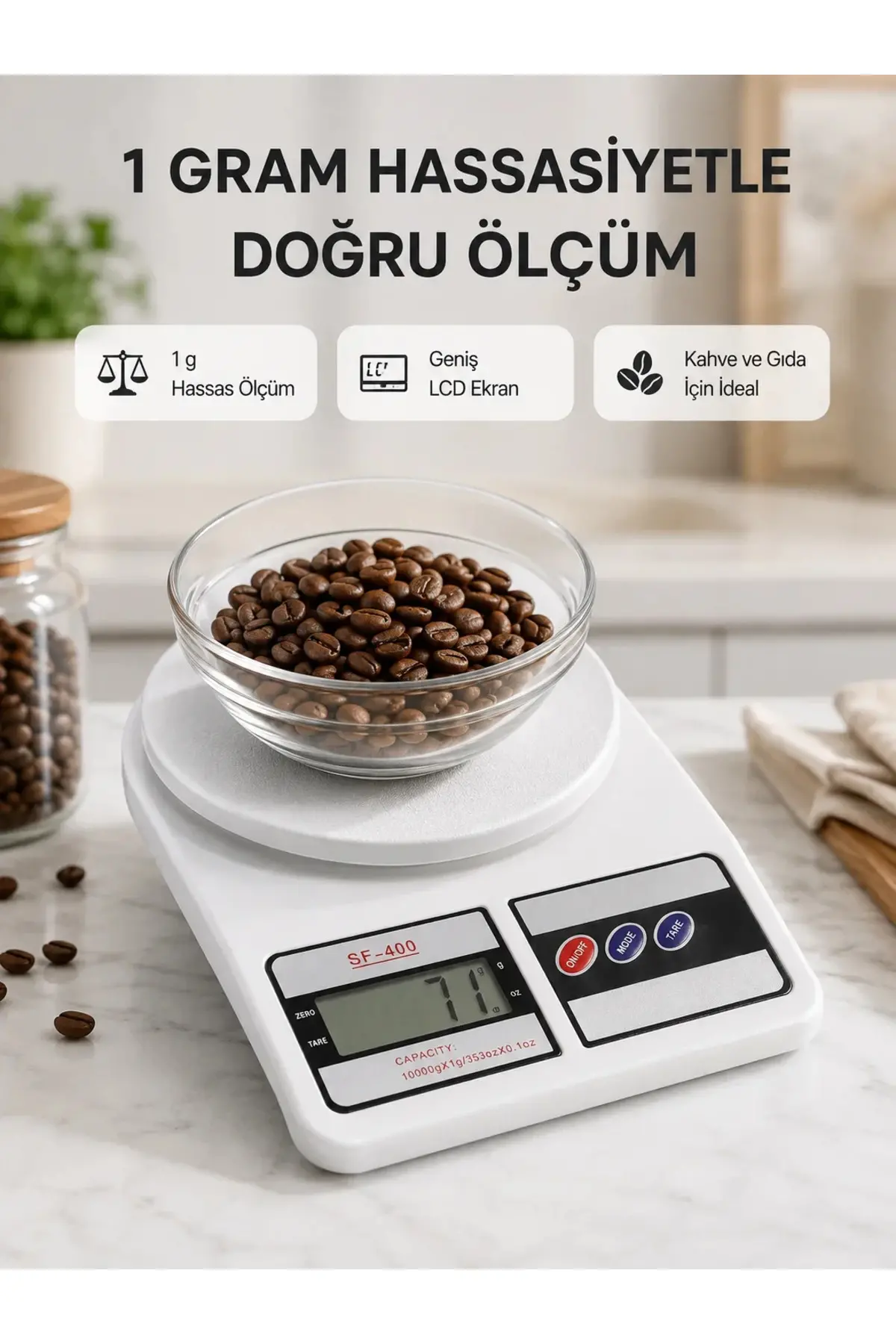 LCD Ekranlı Hassas Dijital Mutfak Terazisi – 5kg Kapasite, 1g Hassasiyet Yeni Nesil