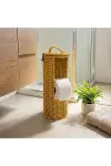 Askılı Plastik Rattan Tuvalet Kâğıdı Standı – Hasır Görünümlü, Kapaklı, Yedekli WC Kâğıtlık, Banyo v-2
