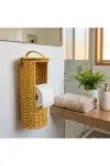 Askılı Plastik Rattan Tuvalet Kâğıdı Standı – Hasır Görünümlü, Kapaklı, Yedekli WC Kâğıtlık, Banyo v-4