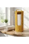 Askılı Plastik Rattan Tuvalet Kâğıdı Standı – Hasır Görünümlü, Kapaklı, Yedekli WC Kâğıtlık, Banyo v-5