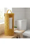 Askılı Plastik Rattan Tuvalet Kâğıdı Standı – Hasır Görünümlü, Kapaklı, Yedekli WC Kâğıtlık, Banyo v-1