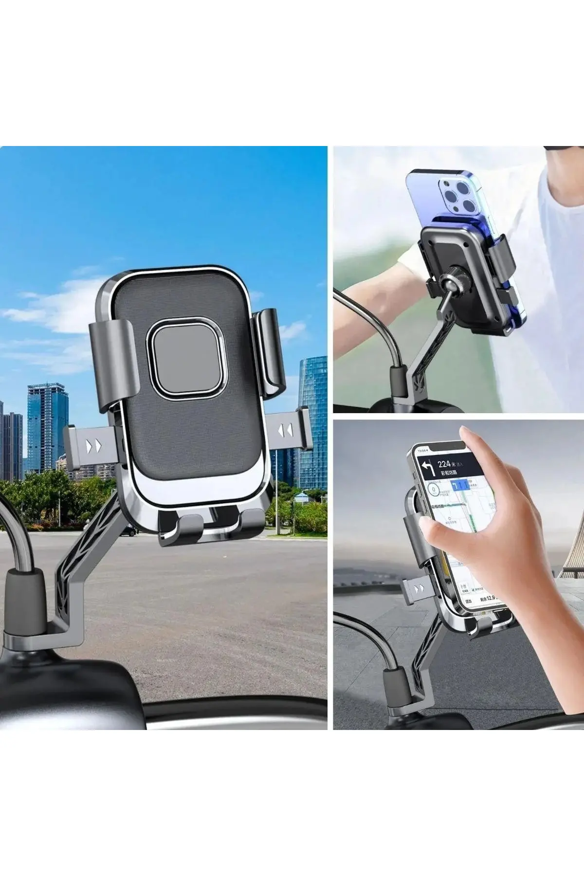 Motor,Motosiklet,Bisiklet,Scooter İçin 360 Derece Dönebilen Dikiz Aynası Versiyonu Telefon Tutucu Ap