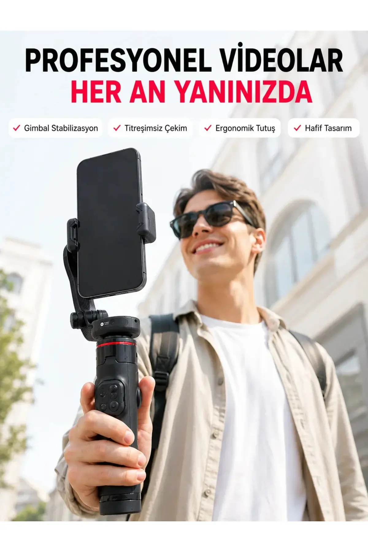 Akıllı Takipli Gimbal Selfie Stick Profesyonel Video Çekim Stabilizatörü Uzayabilir Tripod Bluetooth