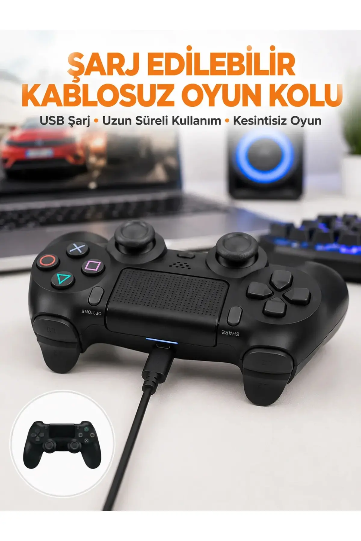PS4 Uyumlu Kablosuz Oyun Kolu – Titreşimli, Şarjlı ve Ergonomik Yeni Nesil