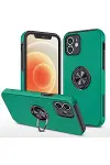 Apple iPhone 12 Kılıf Elit Yüzüklü Kapak - Yeşil-1