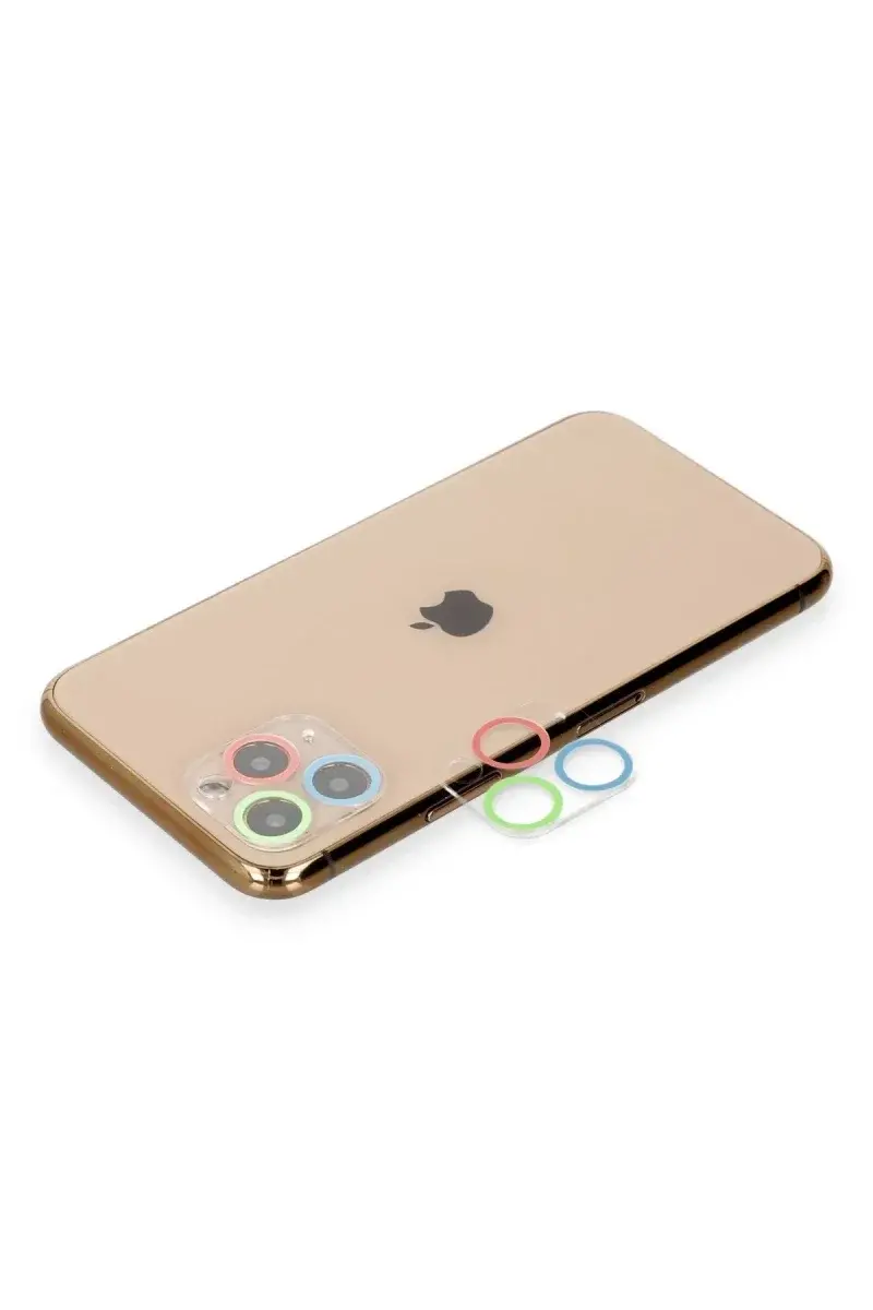 Apple iPhone 11 Pro Max Renkli Kamera Lens Koruma Cam - Mavi-Yeşil