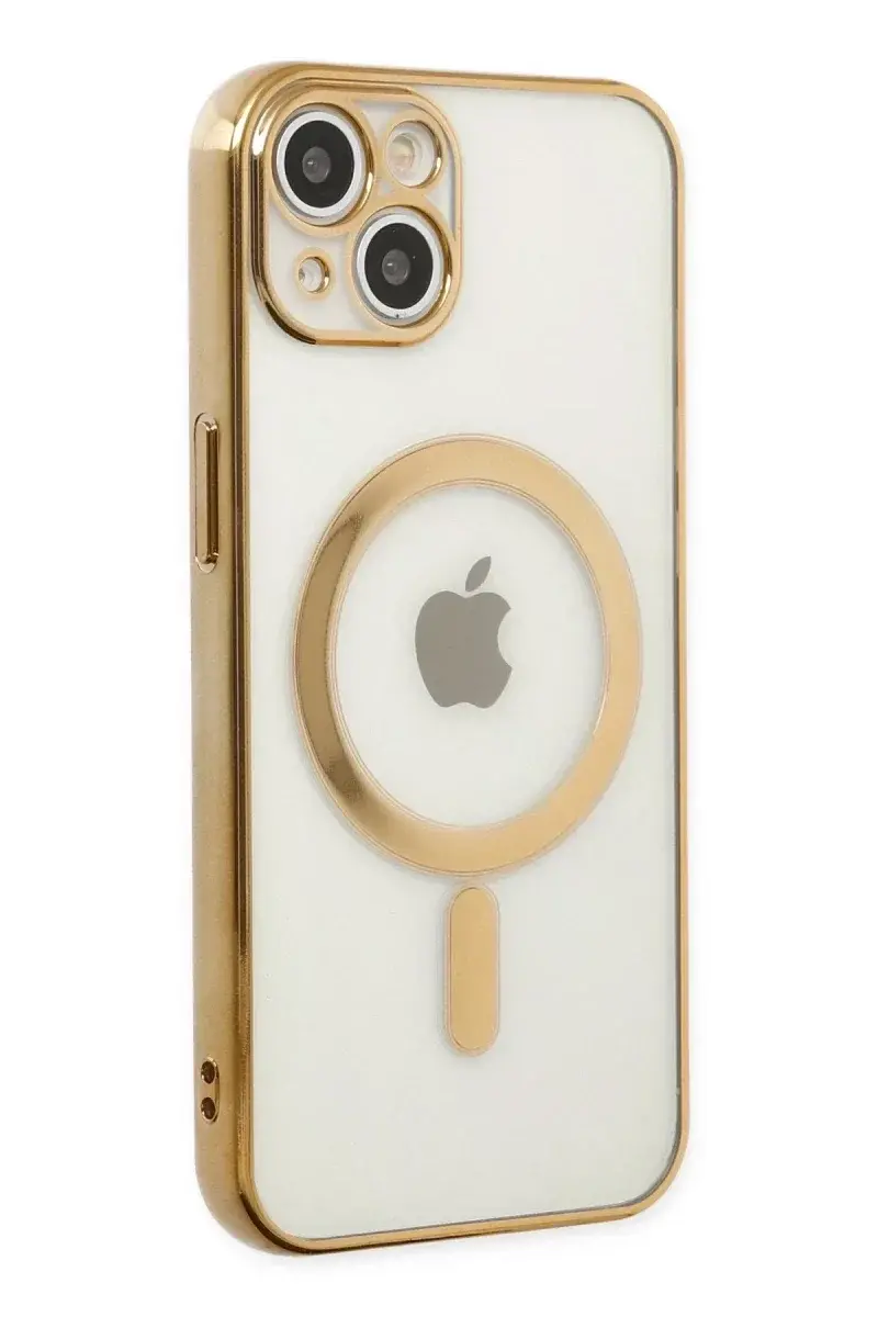 Apple iPhone 14 Plus Kılıf Magneticsafe Lazer Silikon - Gold