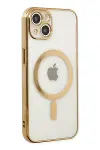Apple iPhone 14 Plus Kılıf Magneticsafe Lazer Silikon - Gold-1