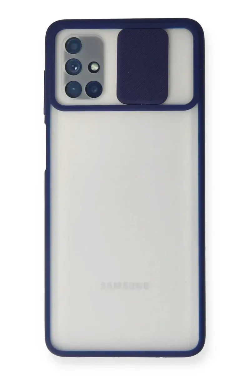 Samsung Galaxy M51 Kılıf Palm Buzlu Kamera Sürgülü Silikon - Lacivert