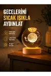 Ahşap Standlı Sarı Işıklı Dekoratif Küre Kız Figürü Tasarım-1