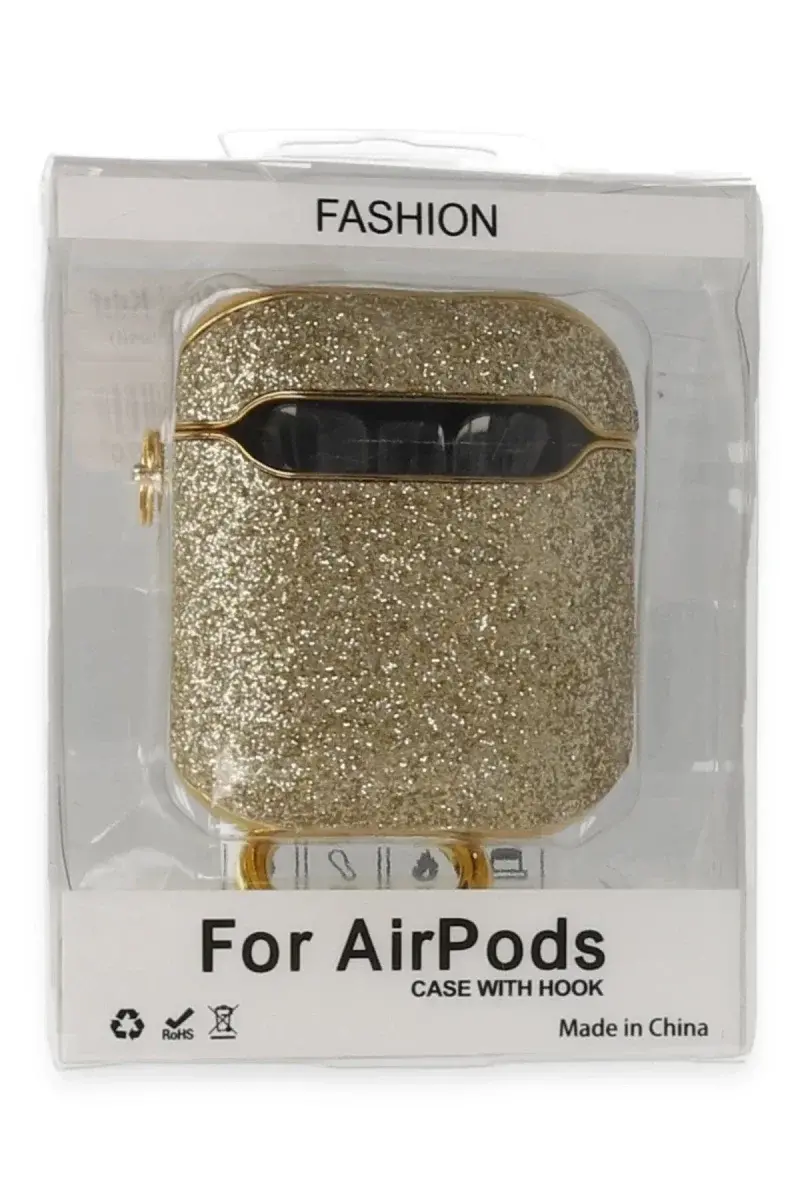 Apple Airpods 2 (2.nesil) Spell Simli Kılıf - Gold