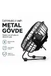 USB Şarjlı Metal Mini Masaüstü Fan 14.5x7.5x15 cm-2